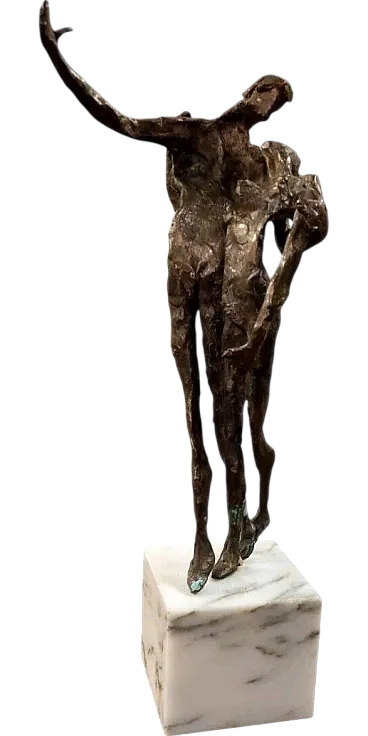 Coppia di figure in bronzo di Emanuele Scarnicci, fine '900