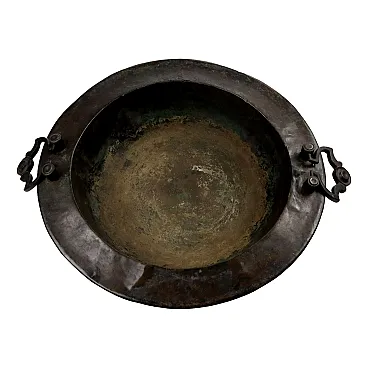 Bronze sheet brazier with bronze side sockets, 19th century