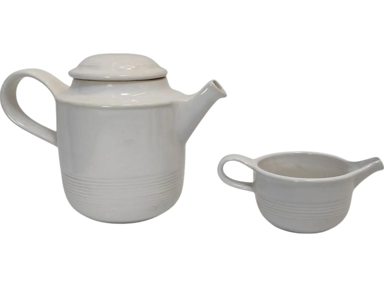 White ceramic teapot and milk jug by F. Bucci, 1970s 7