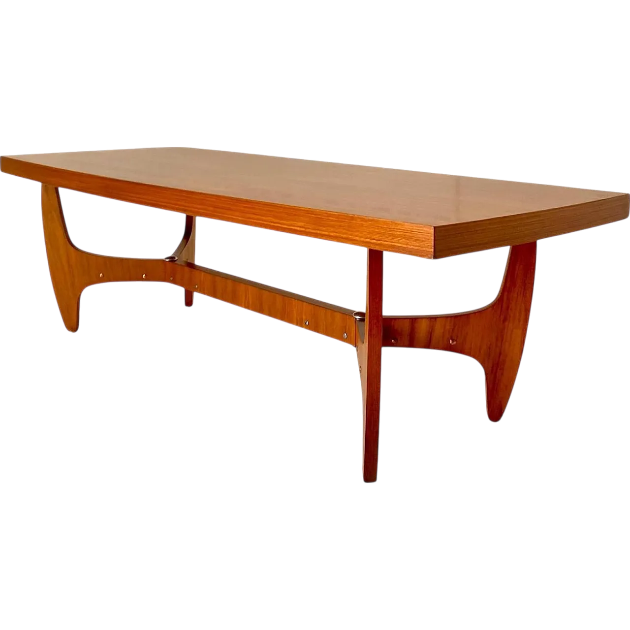 Large coffee table in walnut wood, Italy, 1960s 15