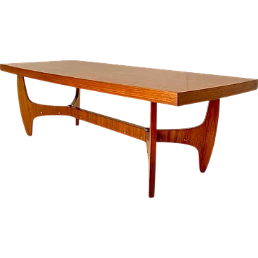 Large coffee table in walnut wood, Italy, 1960s