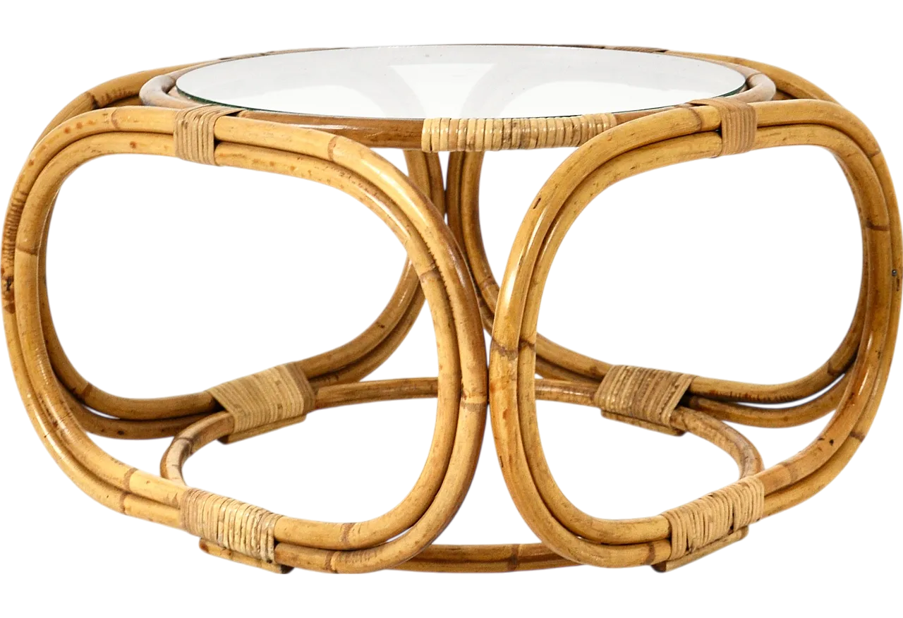 Italian Rattan Coffee Table, 1970s 7