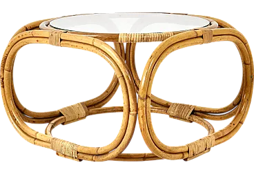 Italian Rattan Coffee Table, 1970s