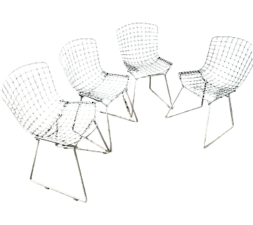 Set of 4 Bertoia chairs for Knoll