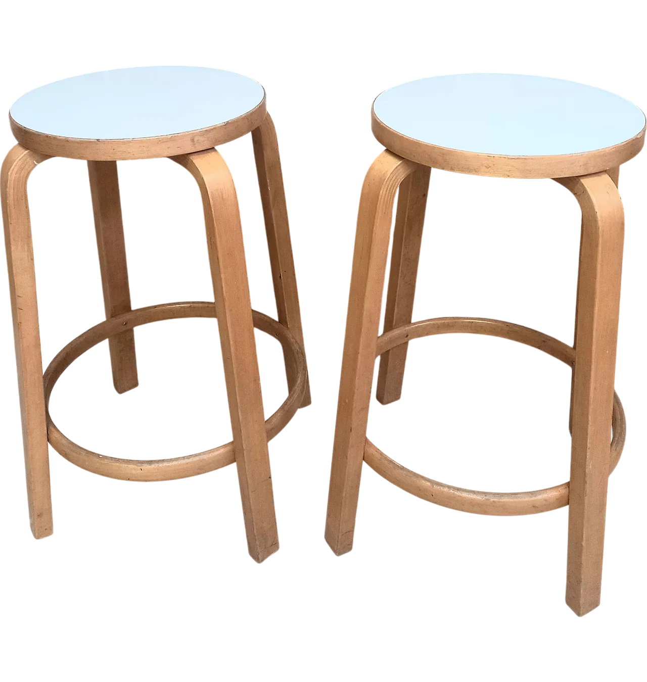 Pair of Alvar Aalto bar stools 6