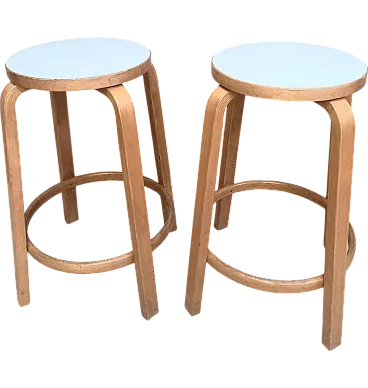 Pair of Alvar Aalto bar stools