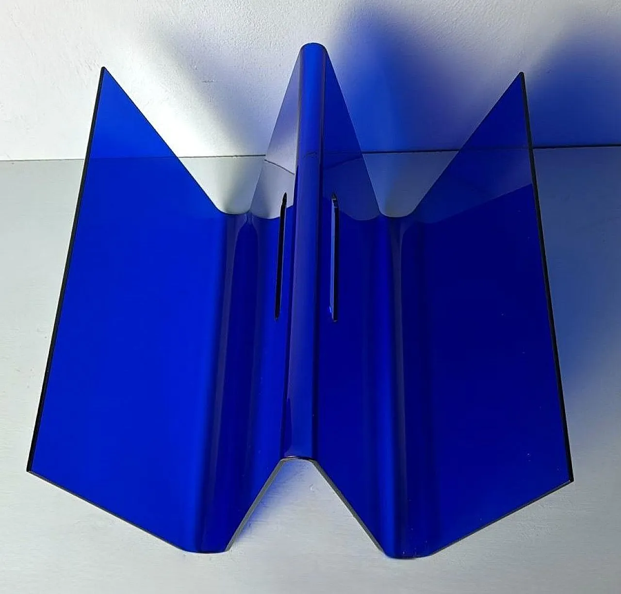 Blue plexiglass magazine rack, 1970s 6