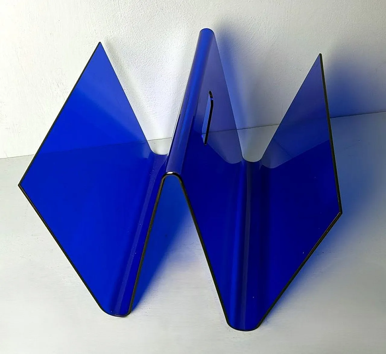 Blue plexiglass magazine rack, 1970s 7