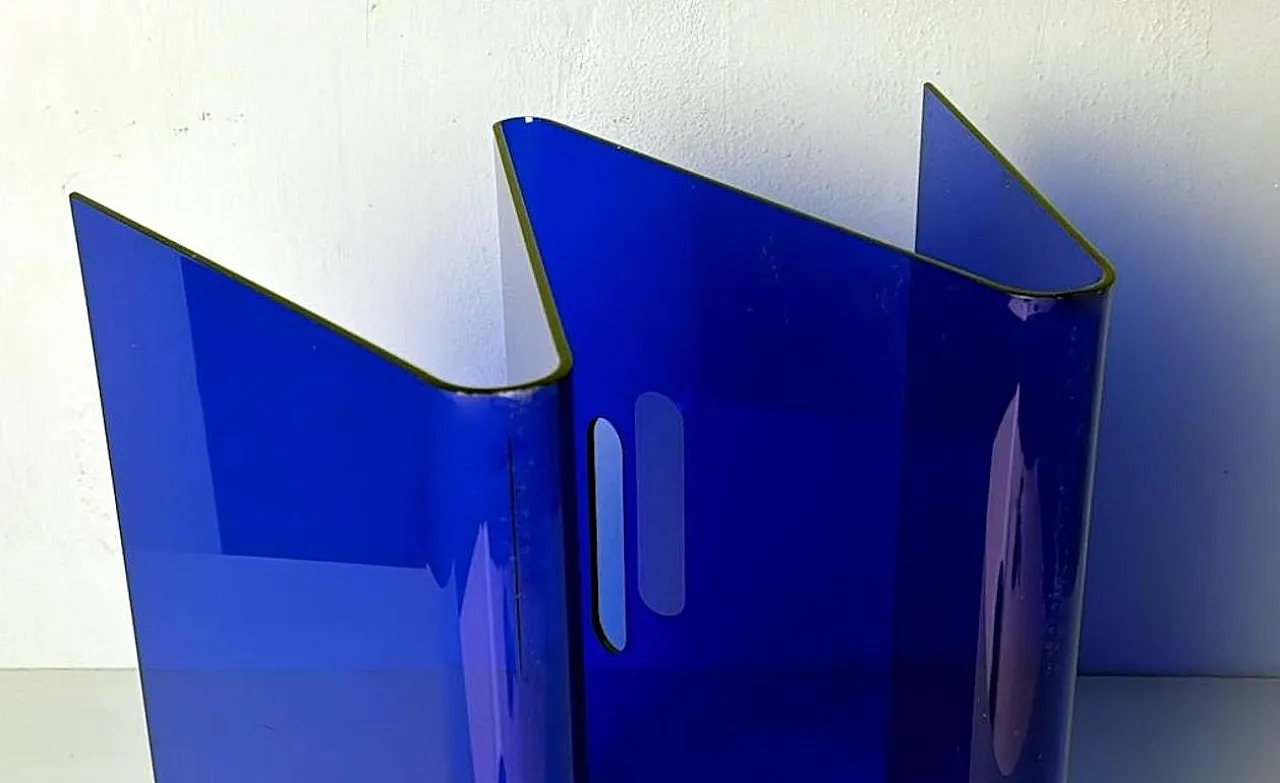 Blue plexiglass magazine rack, 1970s 13