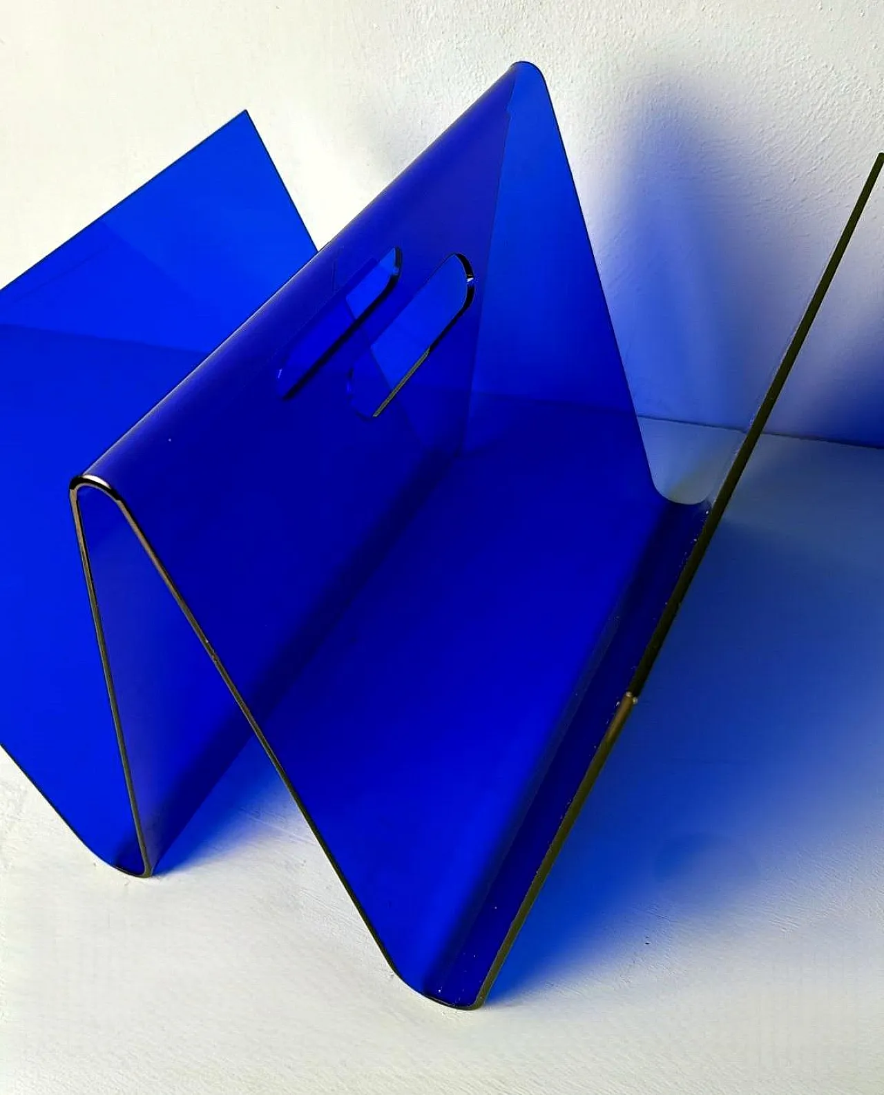 Blue plexiglass magazine rack, 1970s 16