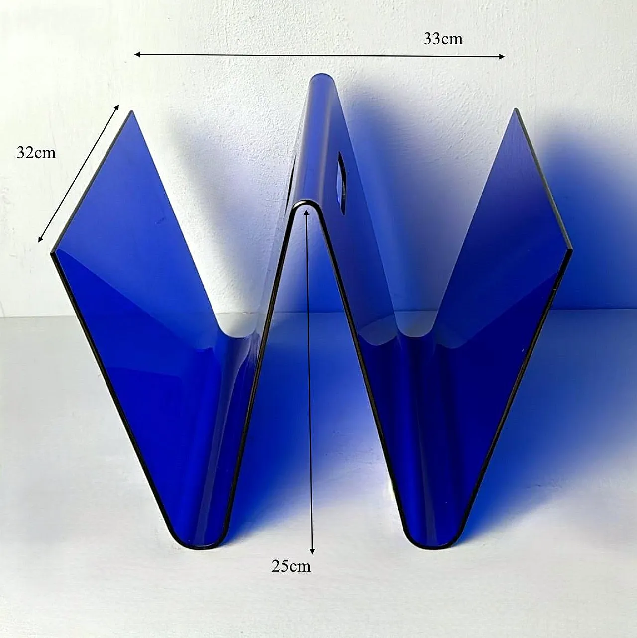 Blue plexiglass magazine rack, 1970s 18