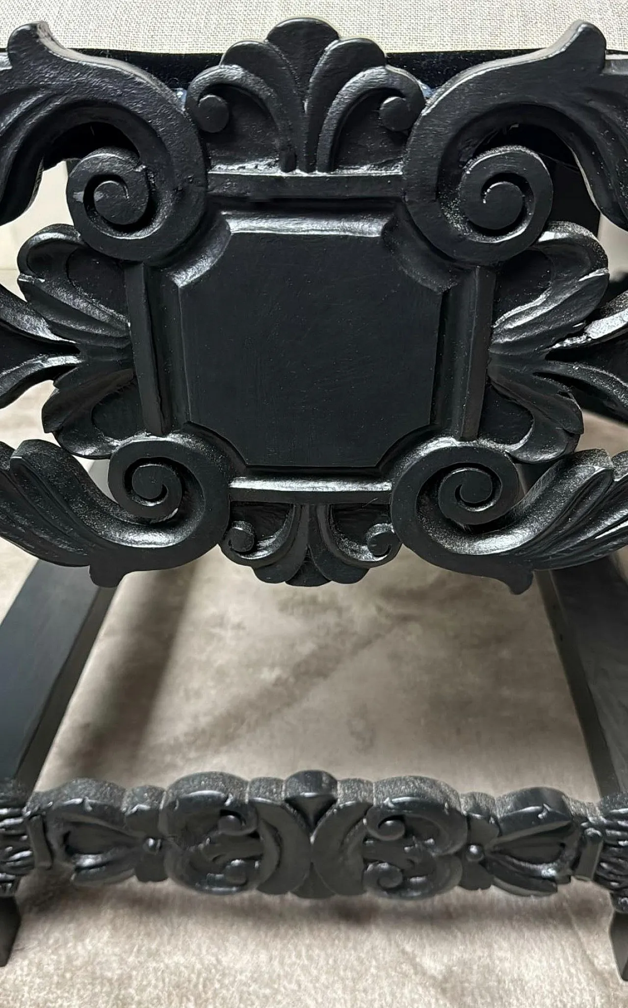 Pair of revival stools with linen and velvet seats, early 20th century 16