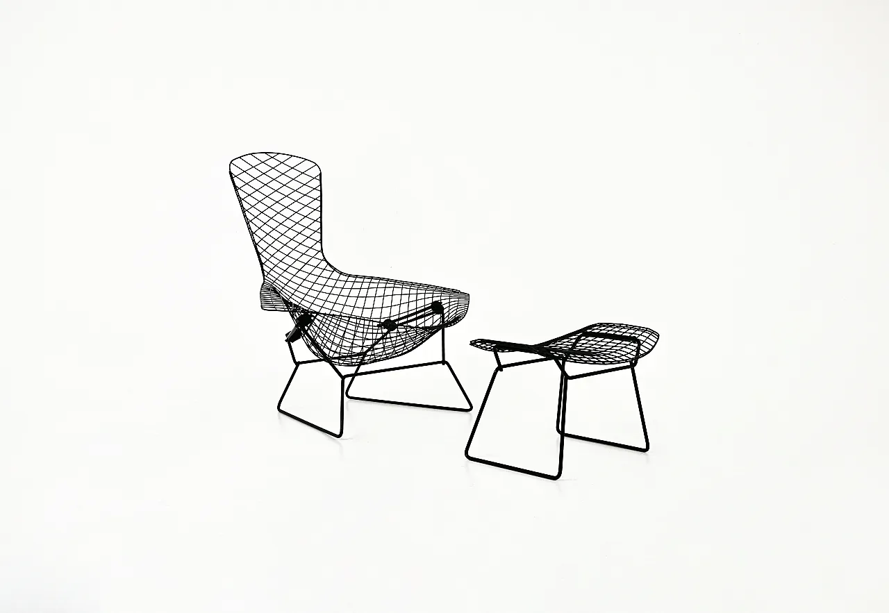 Bird Chair with Ottoman by Harry Bertoia for Knoll, 1960s 1