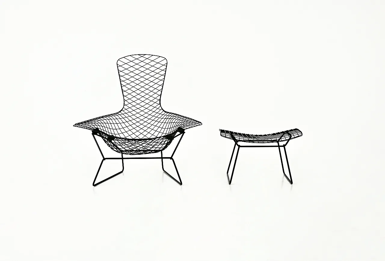 Bird Chair with Ottoman by Harry Bertoia for Knoll, 1960s 3