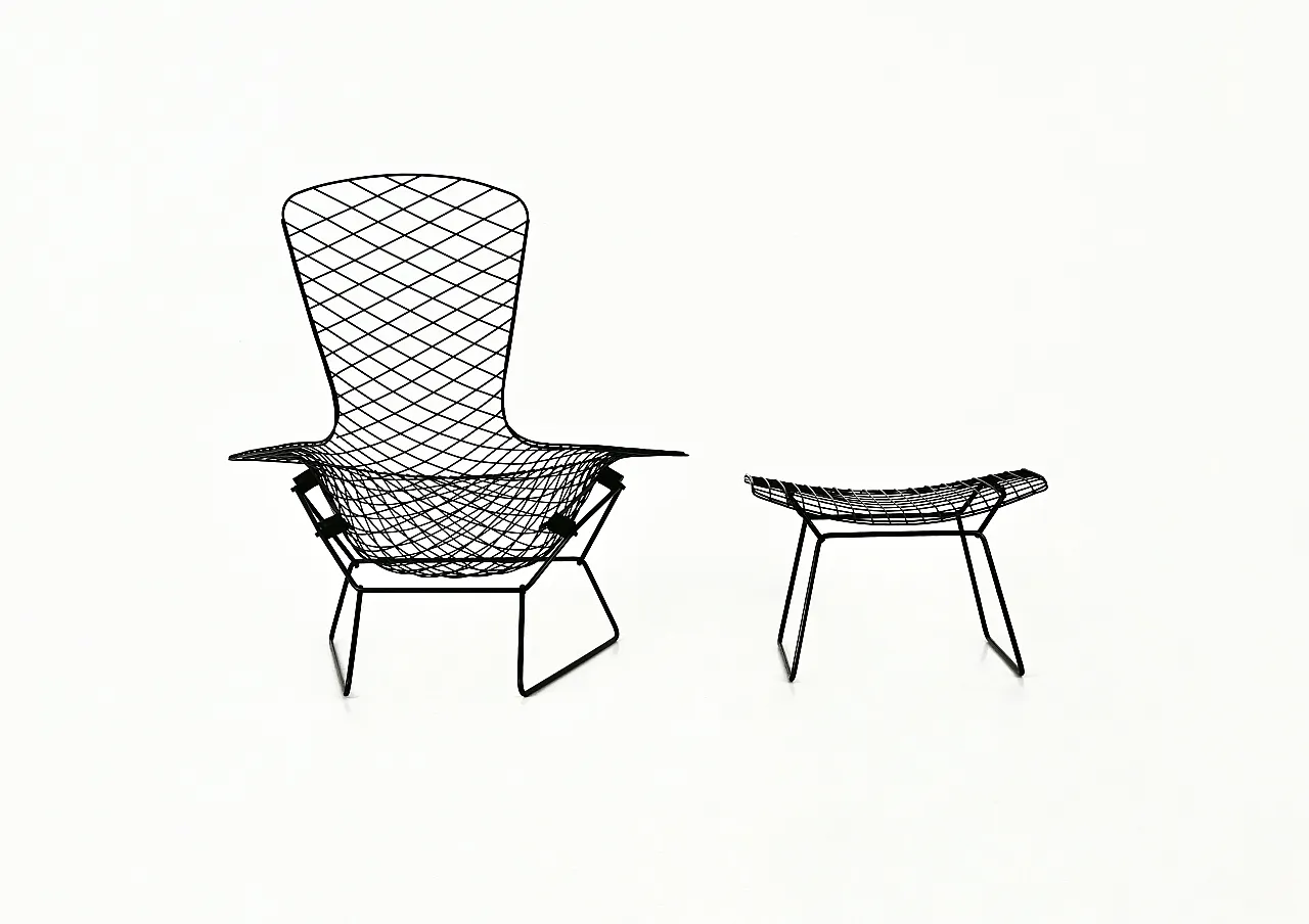 Bird Chair with Ottoman by Harry Bertoia for Knoll, 1960s 4