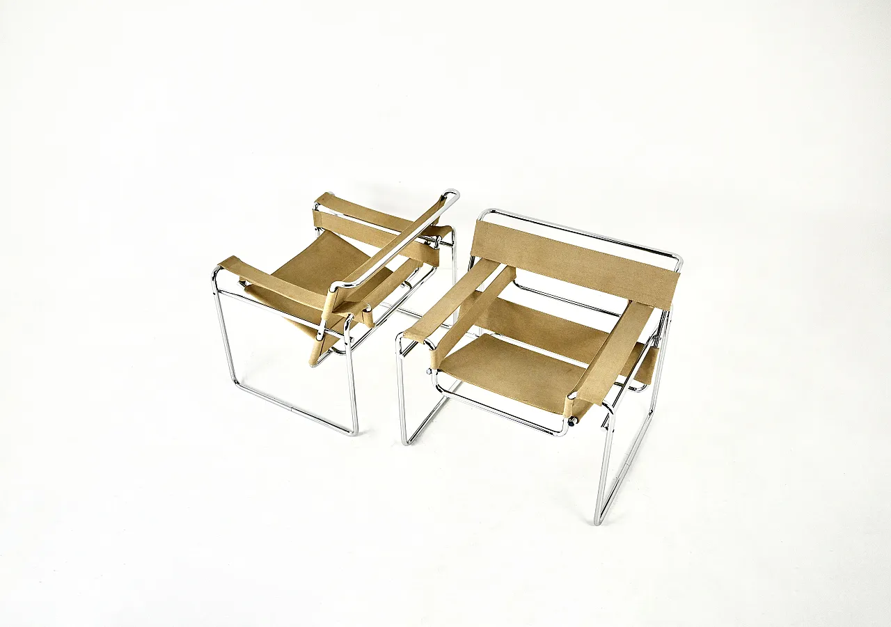 Pair of "Wassily" Armchairs by Marcel Breuer for Gavina, 1970s 2