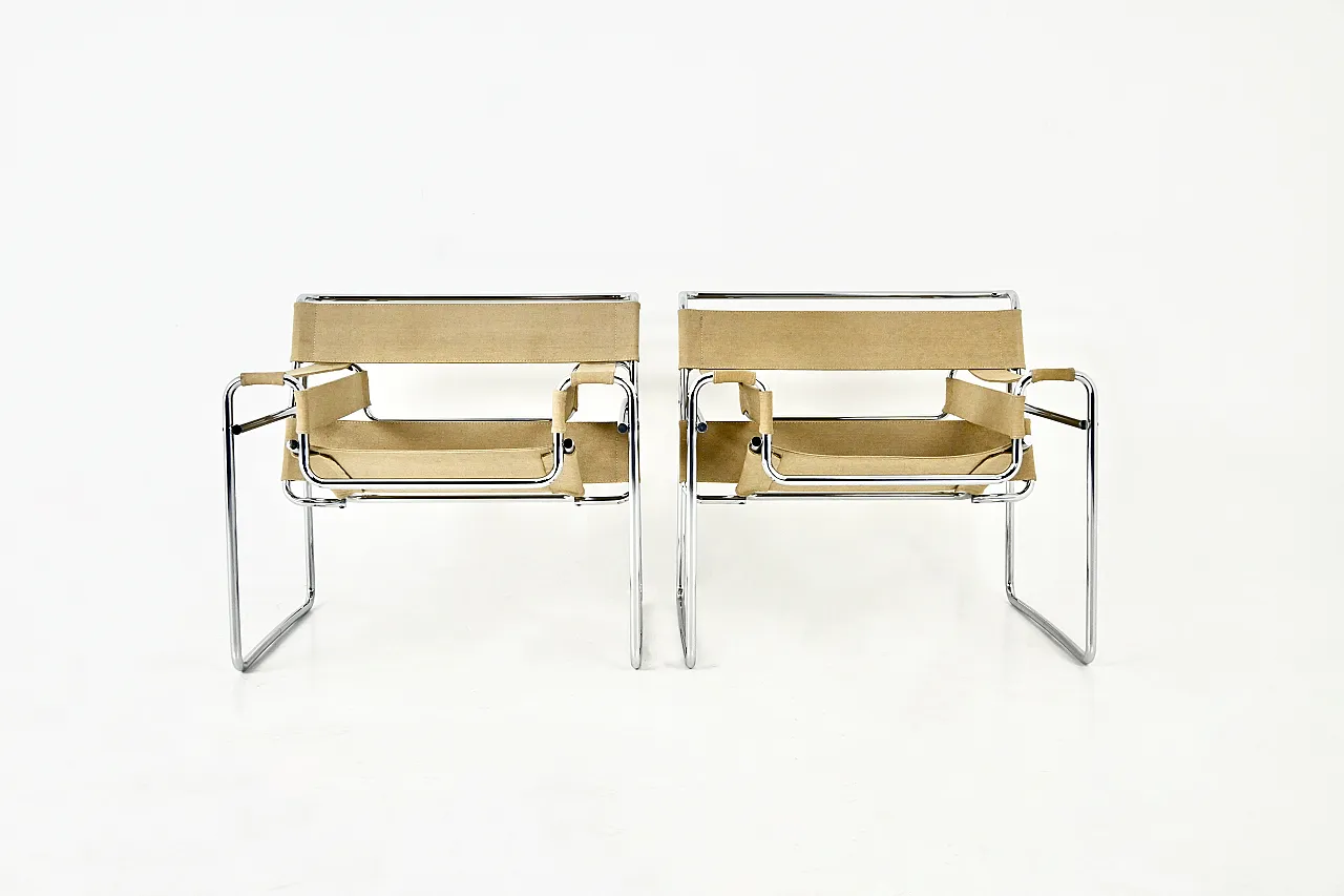 Pair of "Wassily" Armchairs by Marcel Breuer for Gavina, 1970s 3