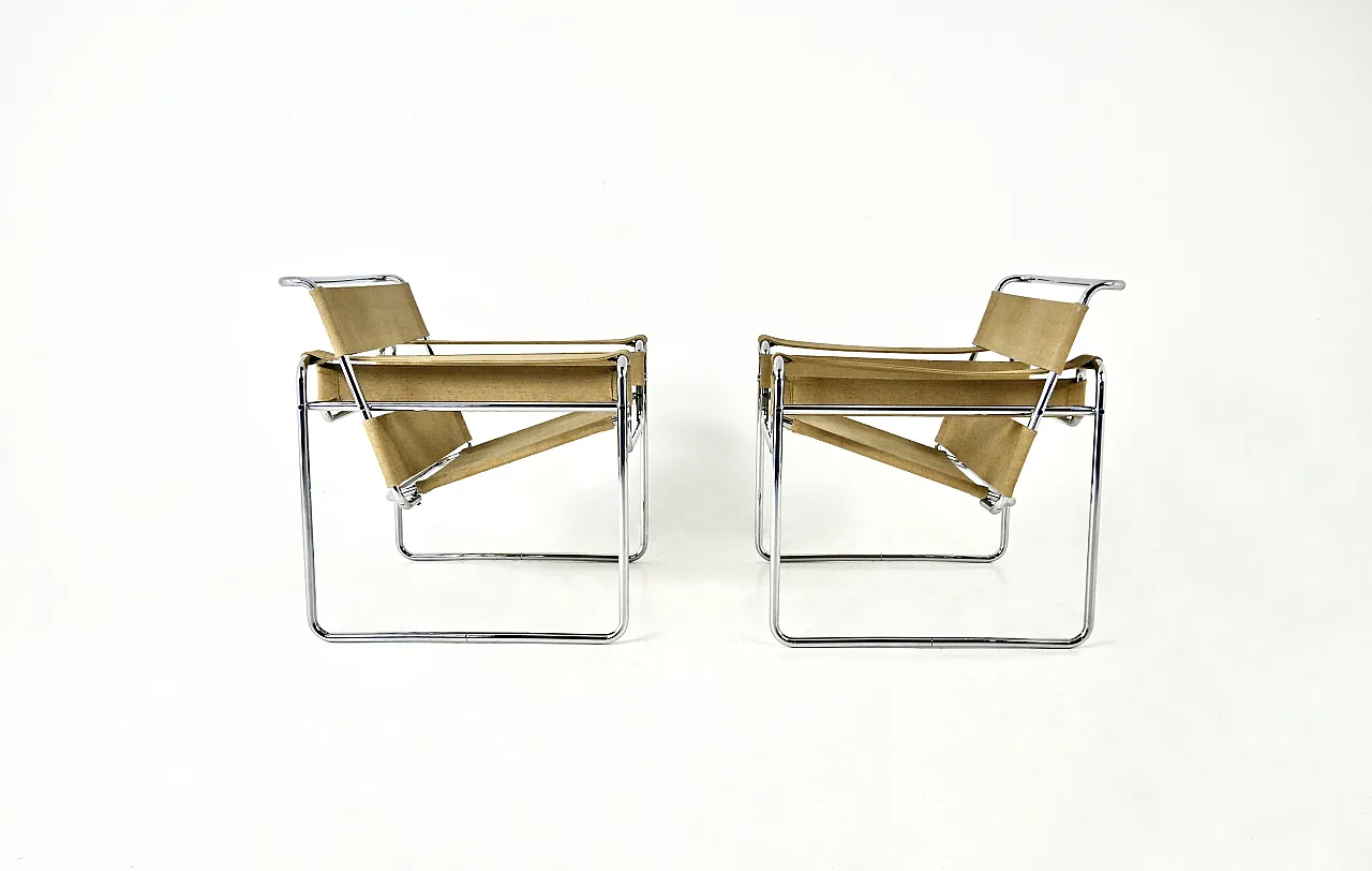 Pair of "Wassily" Armchairs by Marcel Breuer for Gavina, 1970s 4