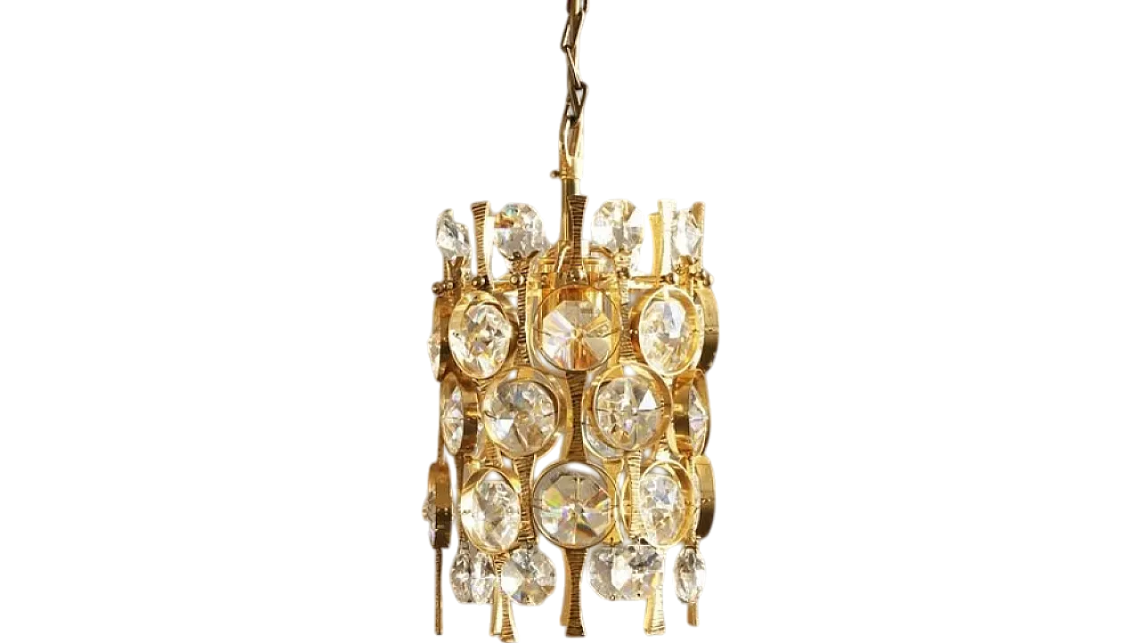 Brass and crystal lamp by Christoph Palme for Palwa, 1970s 9