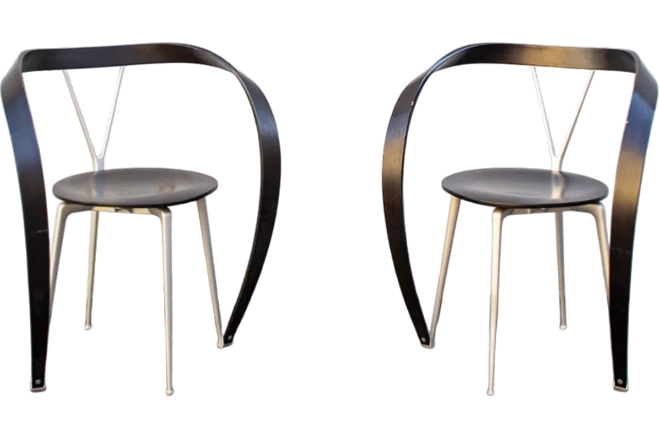 Pair of Revers MOD952 chairs by Andrea Branzi for Cassina, 1990s 7