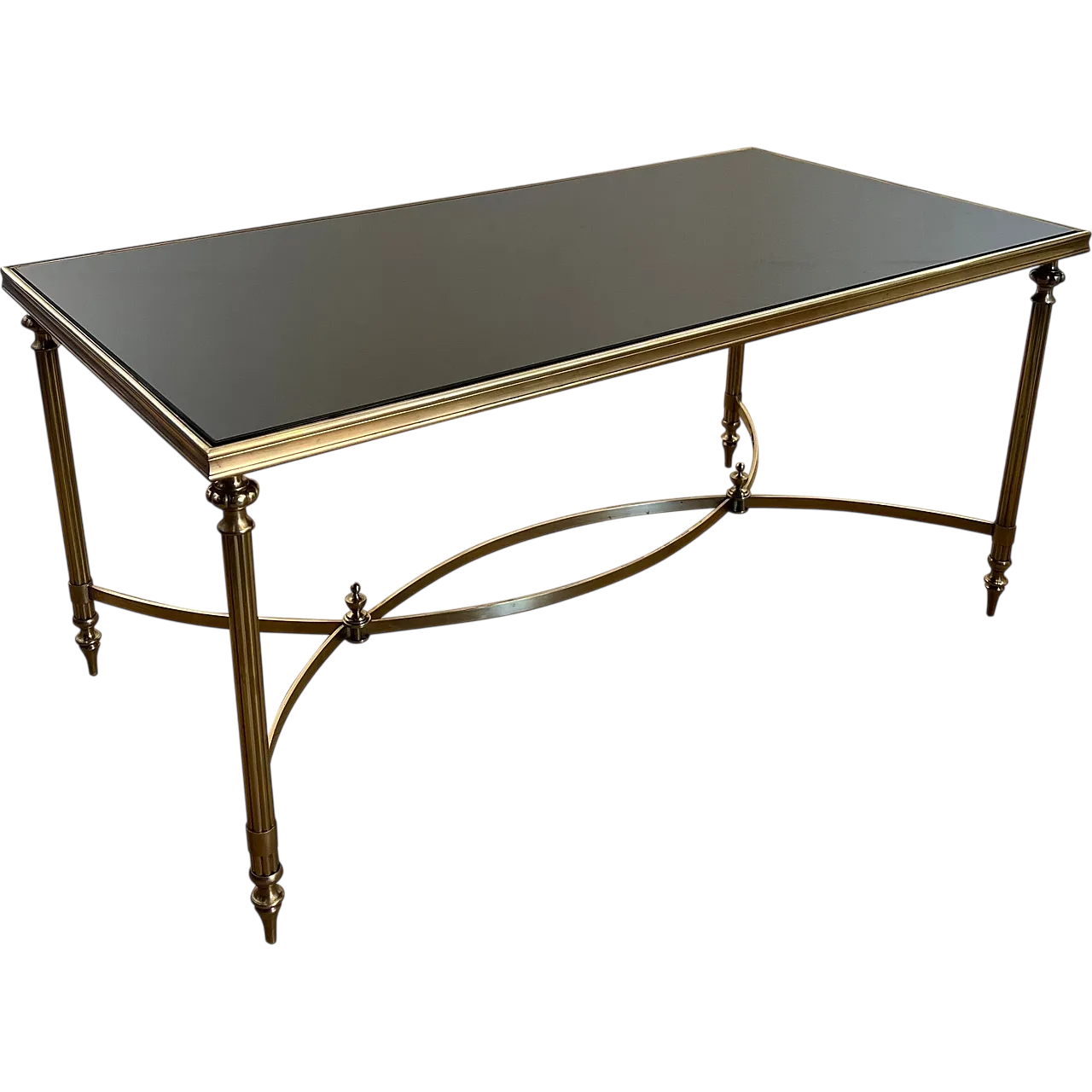 Brass and lacquered glass coffee table by Maison Jansen, 1940s 21