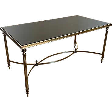 Brass and lacquered glass coffee table by Maison Jansen, 1940s