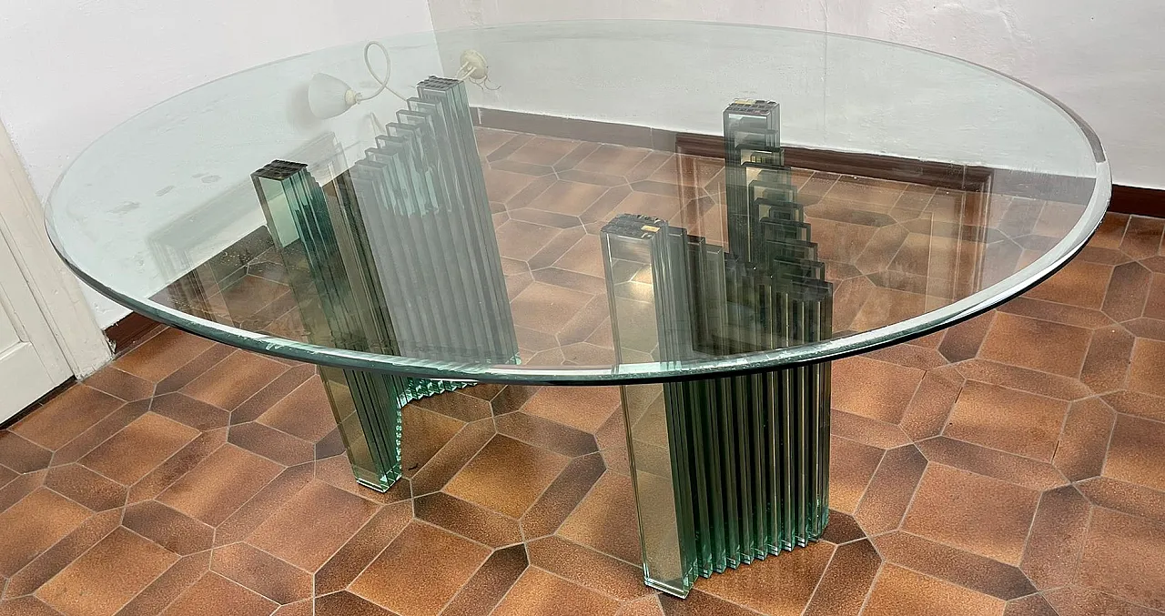 Crystal table by Luigi Massoni for Gallotti & Radice, 90s 2