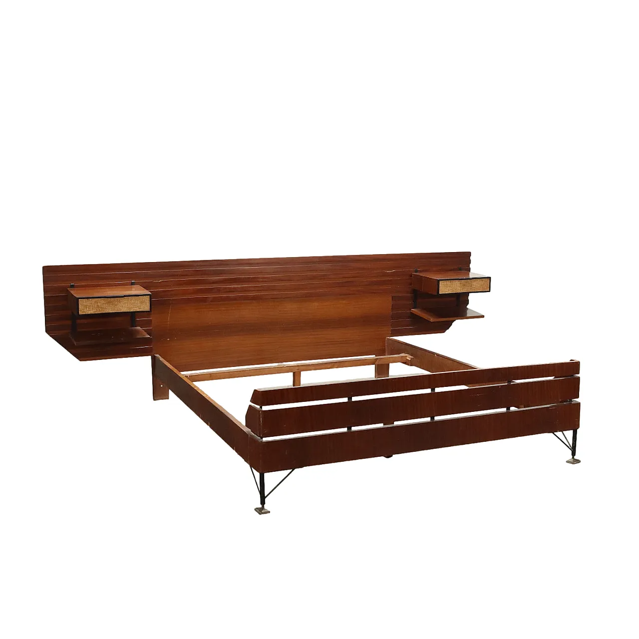 Mahogany veneer double bed, 1960s 1