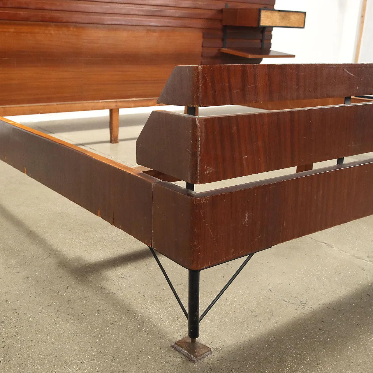 Mahogany veneer double bed, 1960s 9