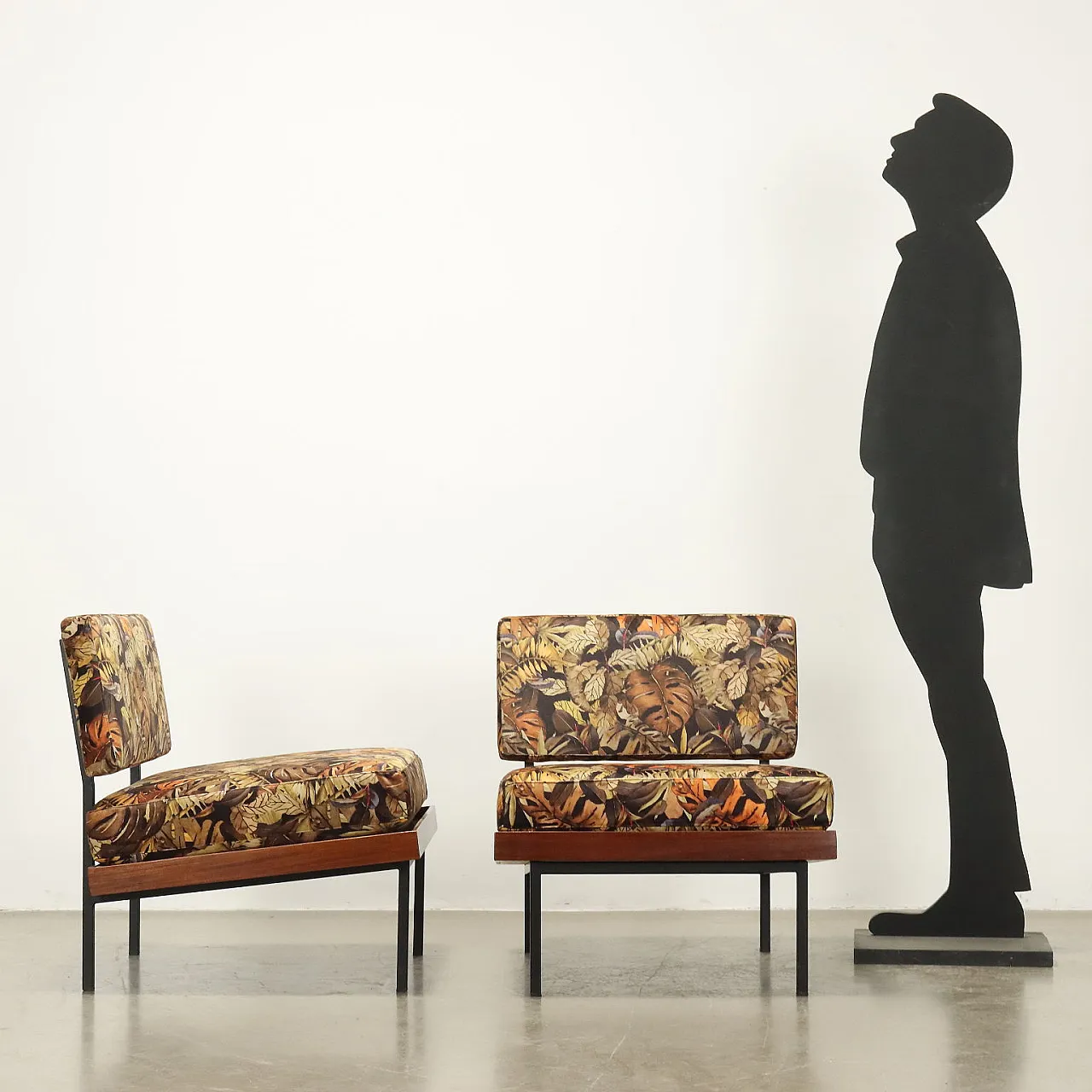 Armchairs Jungle Collection Velvet Wood Italy 1960s 2