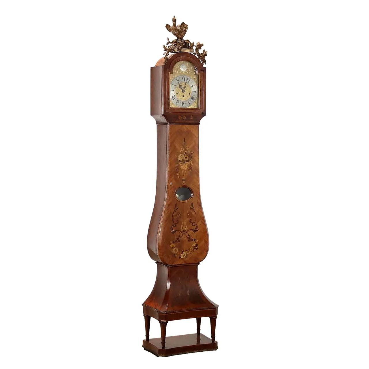 Rococo-style wooden grandfather clock, 20th century 1