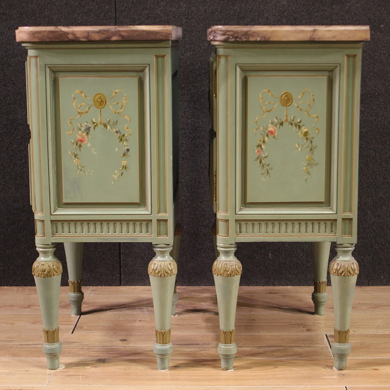 Pair of Empire style lacquered bedside tables, 20th century 2