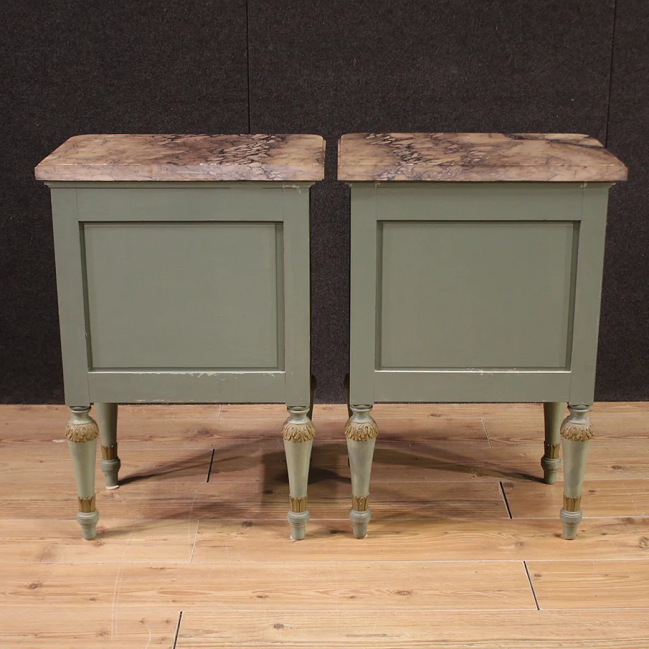 Pair of Empire style lacquered bedside tables, 20th century 4