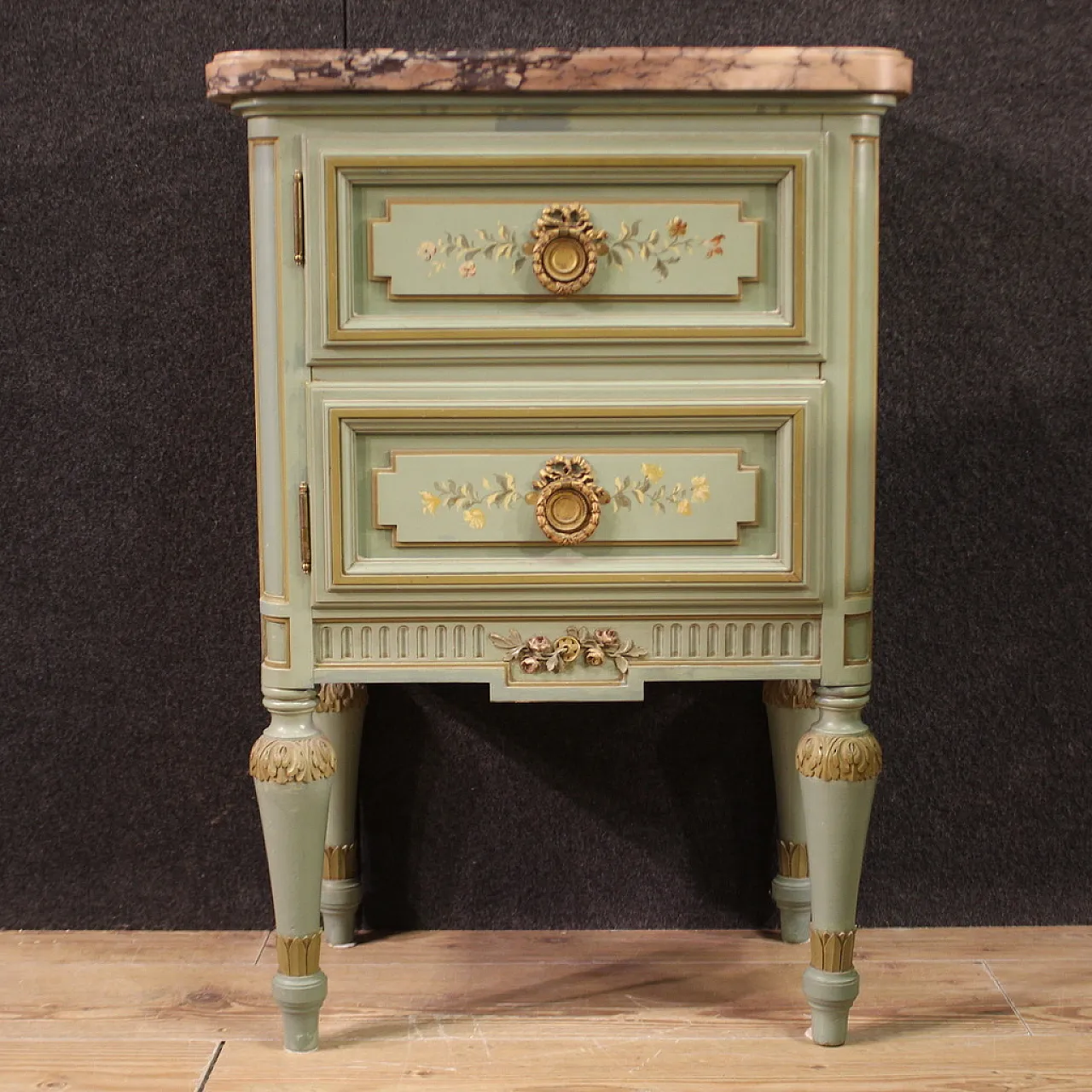 Pair of Empire style lacquered bedside tables, 20th century 10