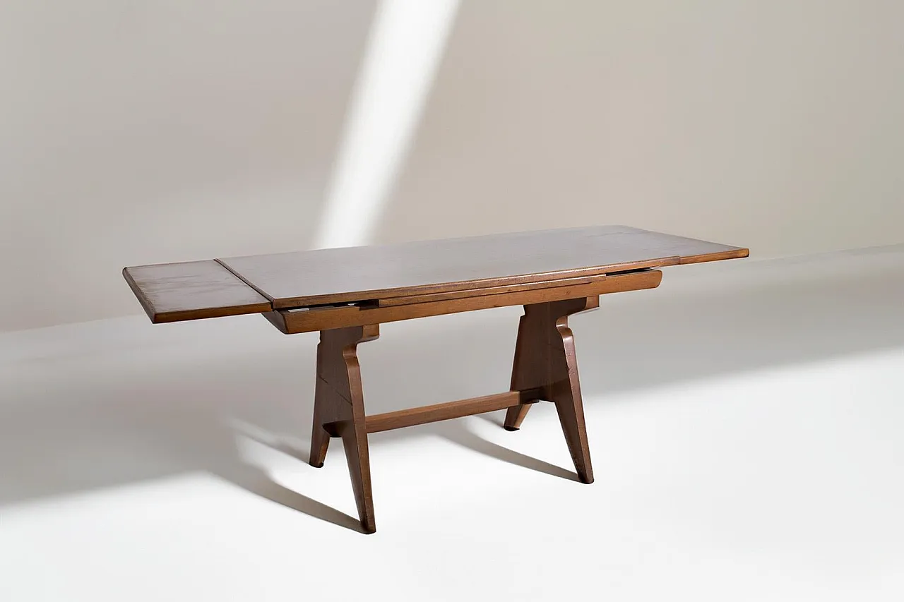 Extendable wooden dining table, 1950s 4