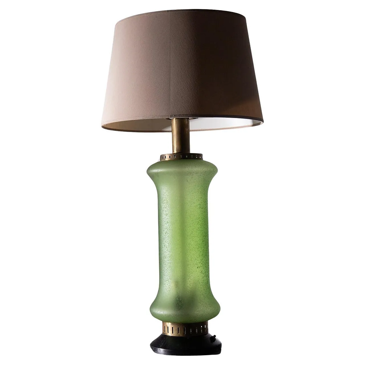 Stilnovo italian table lamp in green glass, 1960s 1