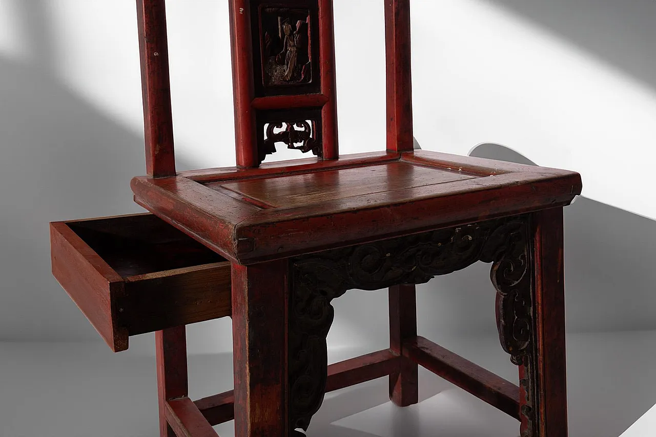 Traditional Qing style chair with hidden drawer, 19th century 2