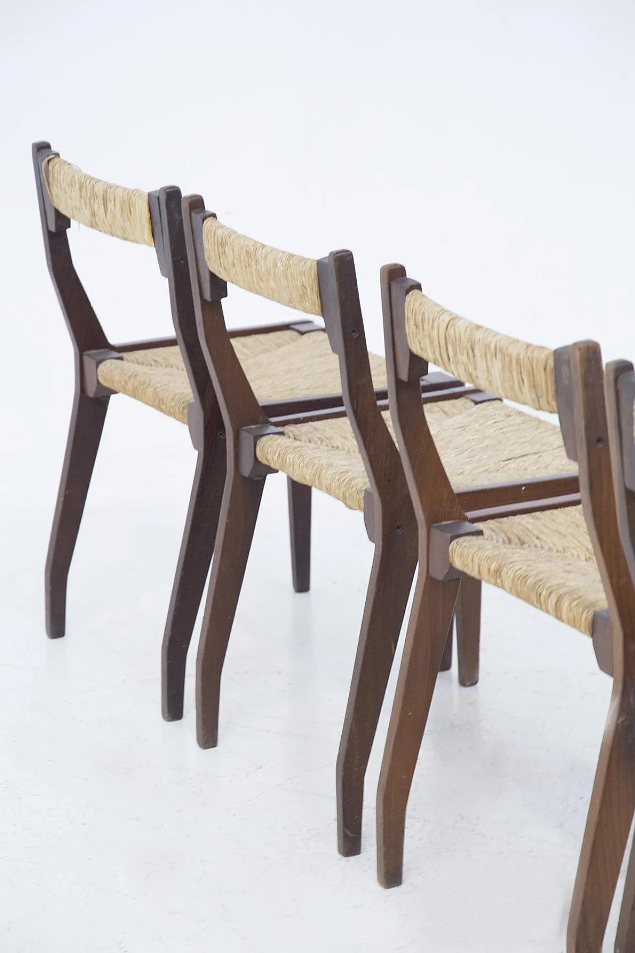 4 Wood and straw chairs by Carlo Santi for Arform, 1950s 10