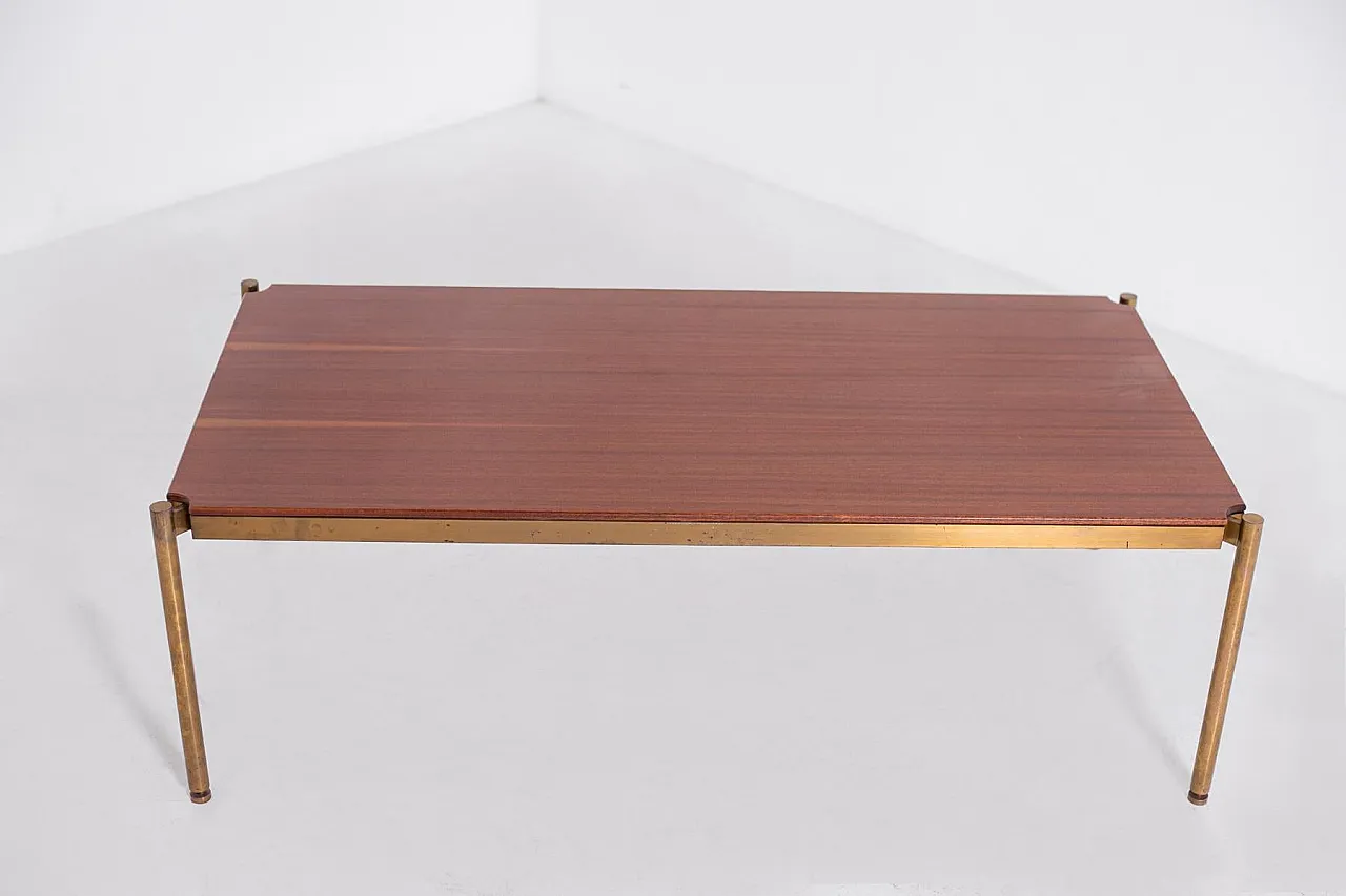 Coffee table in brass and wood by Osvaldo Borsani for Tecno, 1990s 6