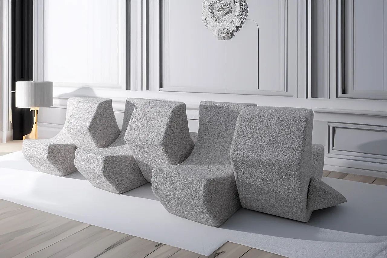 Infinity modular sofa in bouclé, 2000s 4