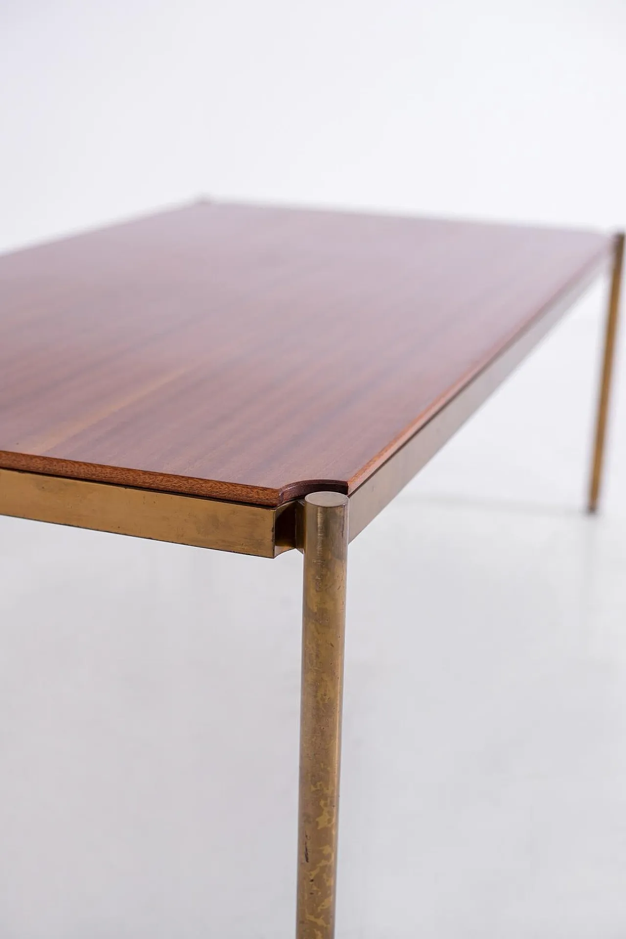 Coffee table in brass and wood by Osvaldo Borsani for Tecno, 1990s 9