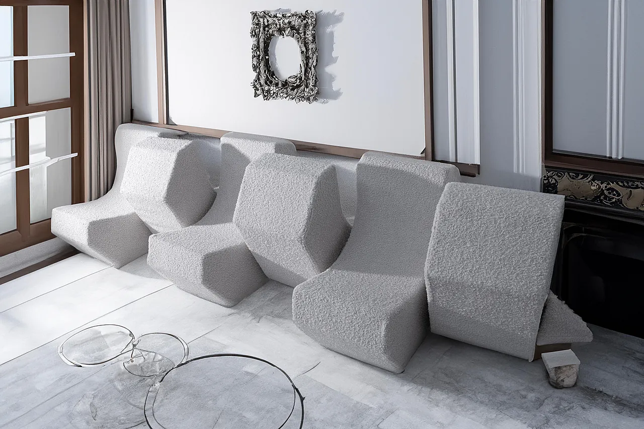 Infinity modular sofa in bouclé, 2000s 16