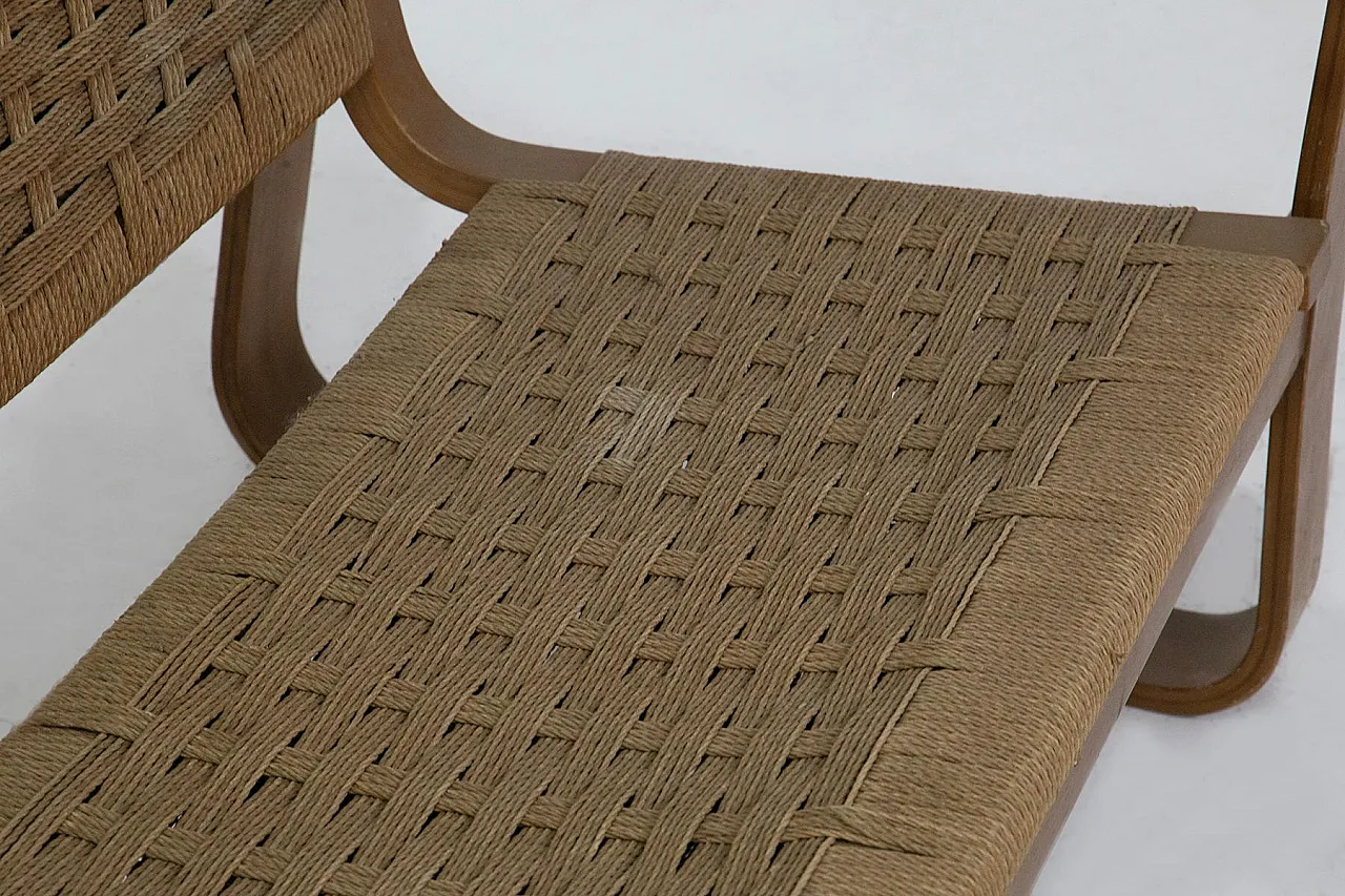 Wooden and straw sofa by Giuseppe Pagano, 1930s 2