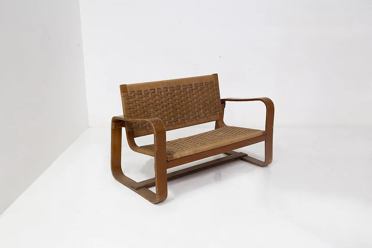 Wooden and straw sofa by Giuseppe Pagano, 1930s 5