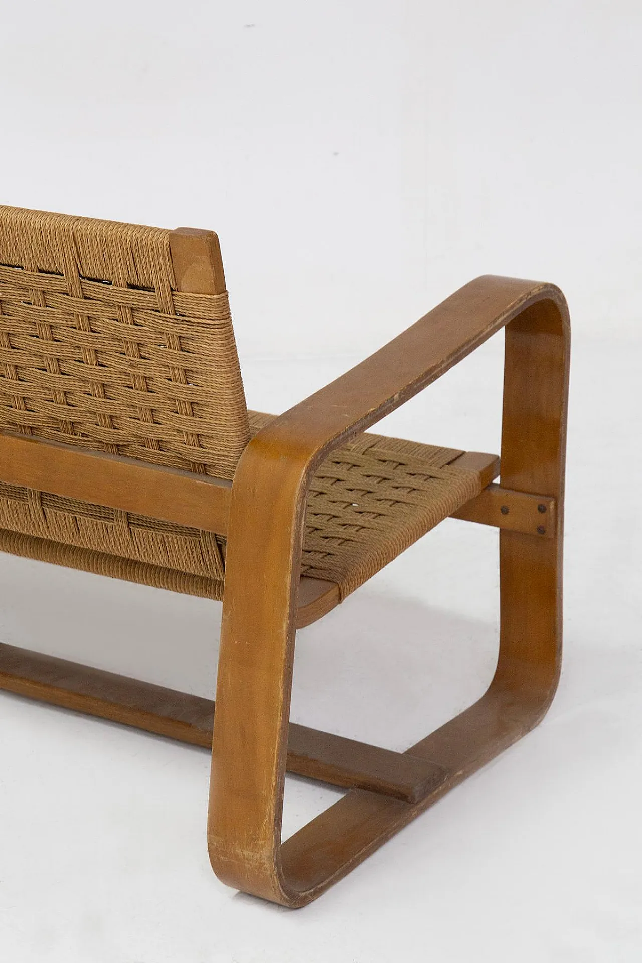 Wooden and straw sofa by Giuseppe Pagano, 1930s 9