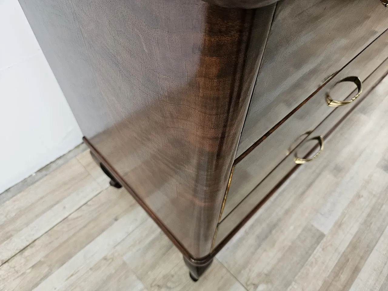 Five drawer chest of drawers in wood and brass, 1930 12