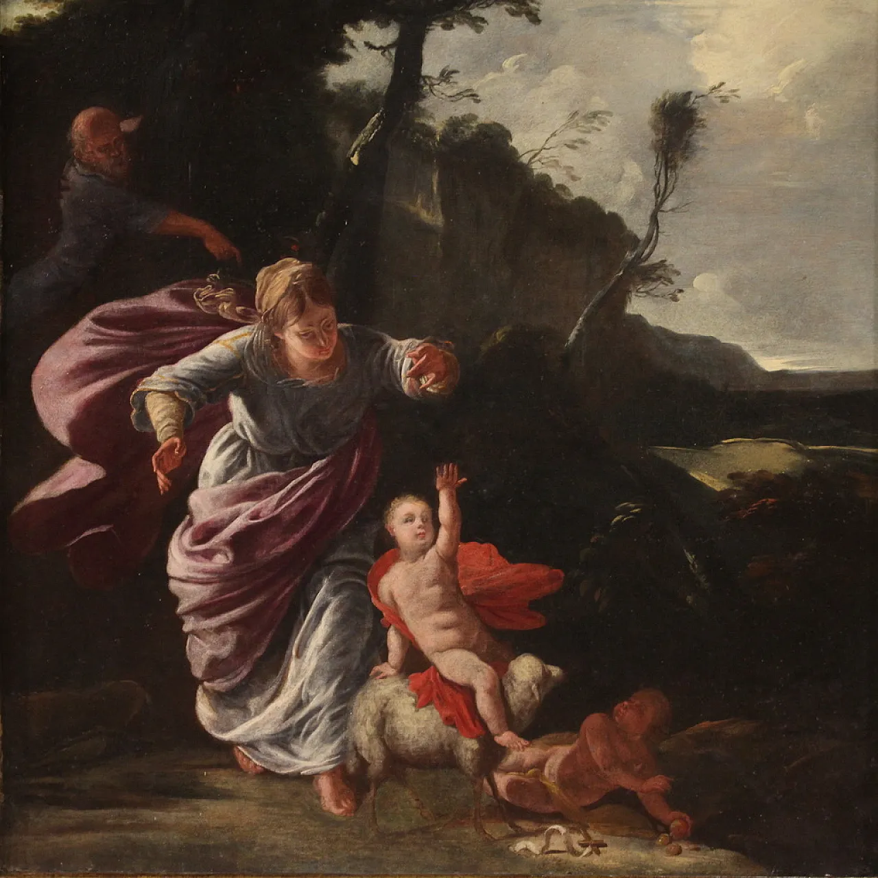 French Baroque painter, Rest during the flight into Egypt 17th century 1