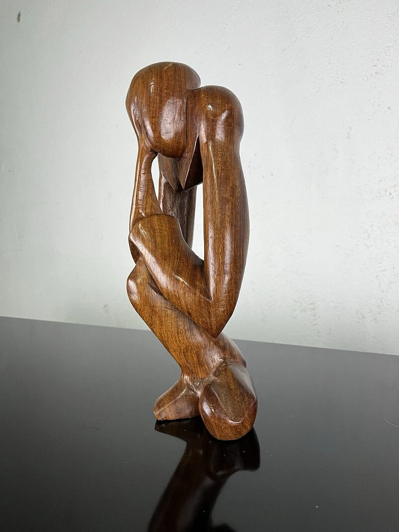 Pensatore, scultura in legno, anni '70 3