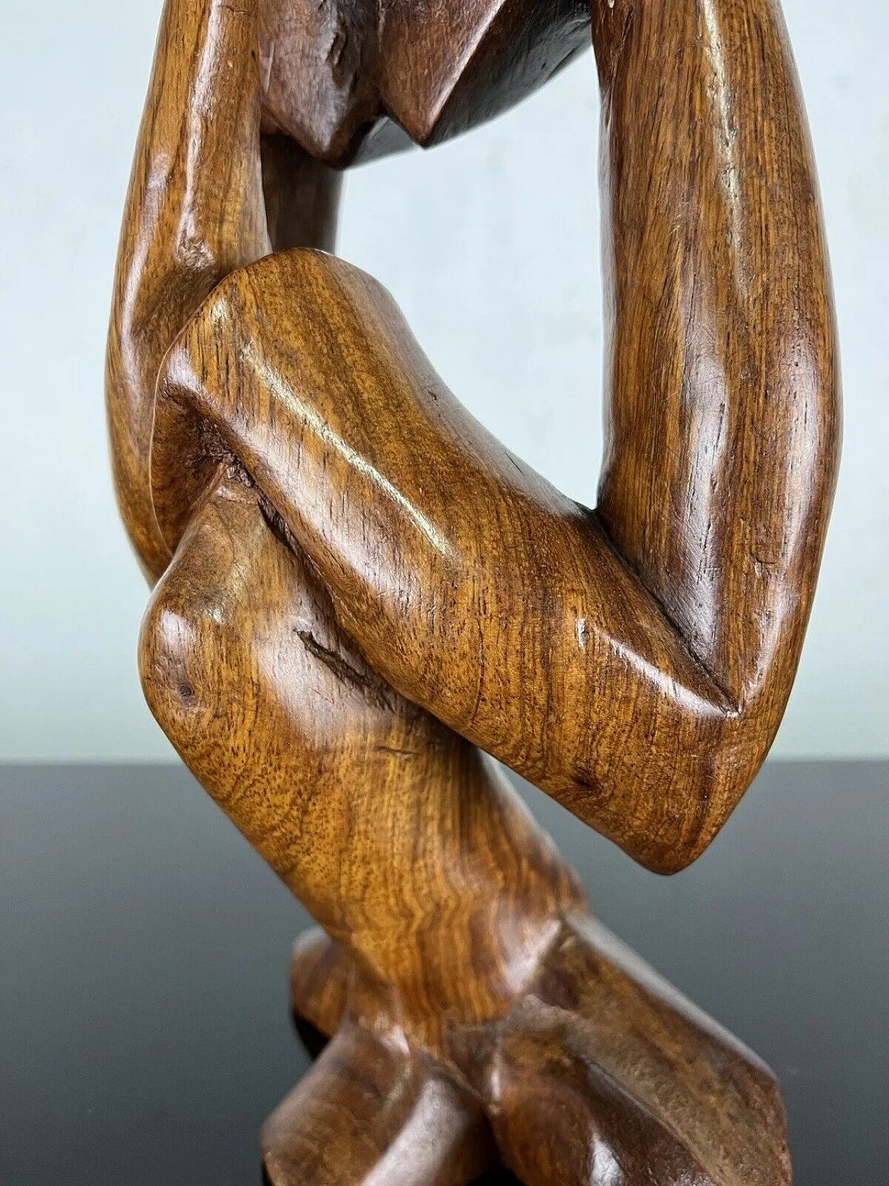 Pensatore, scultura in legno, anni '70 5