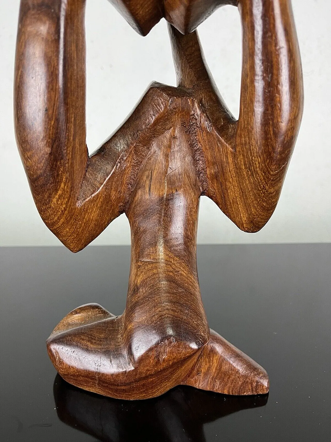 Pensatore, scultura in legno, anni '70 9